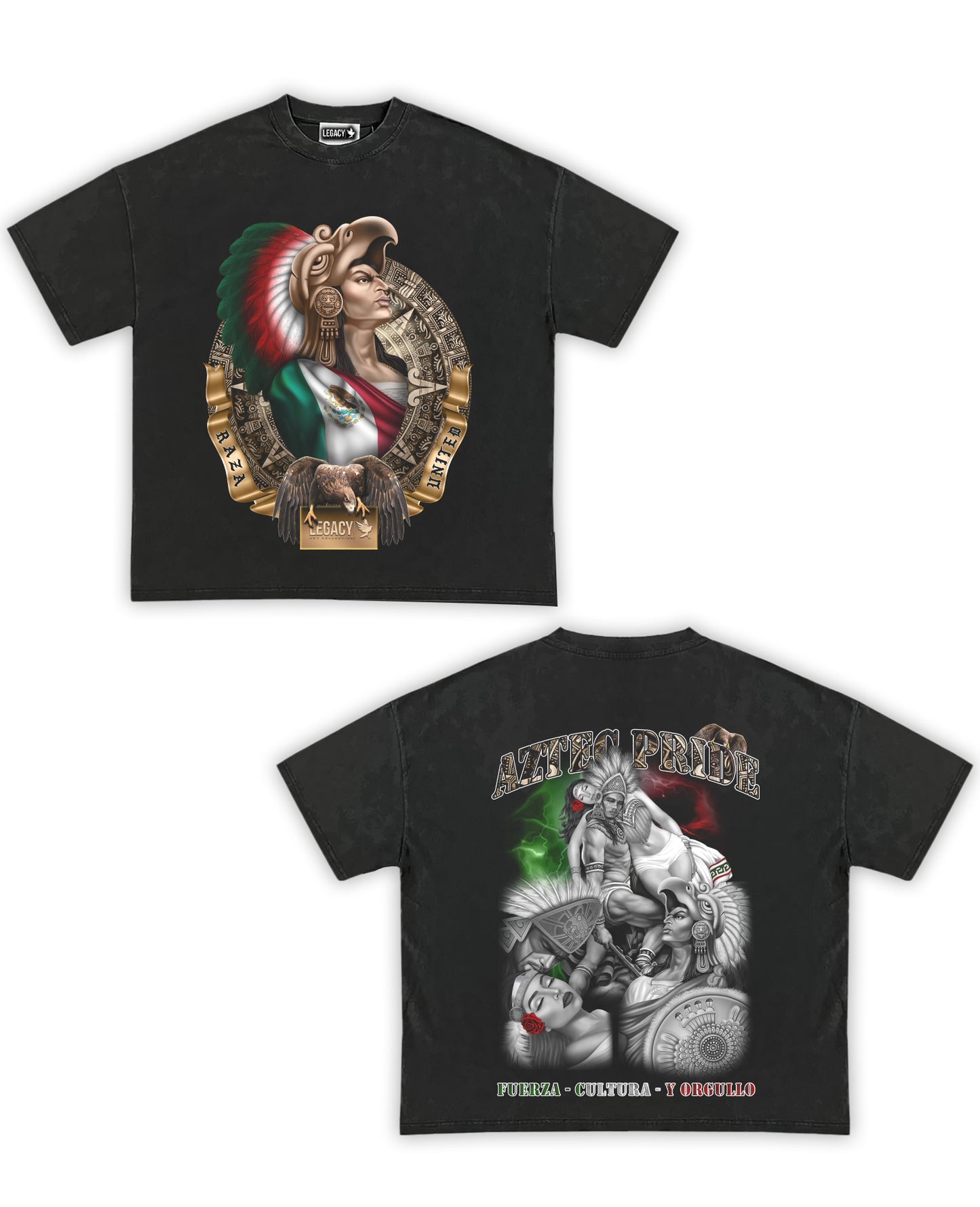 Aztec Pride Tribute Vintage Shirt: Front/Back (Vintage Black)