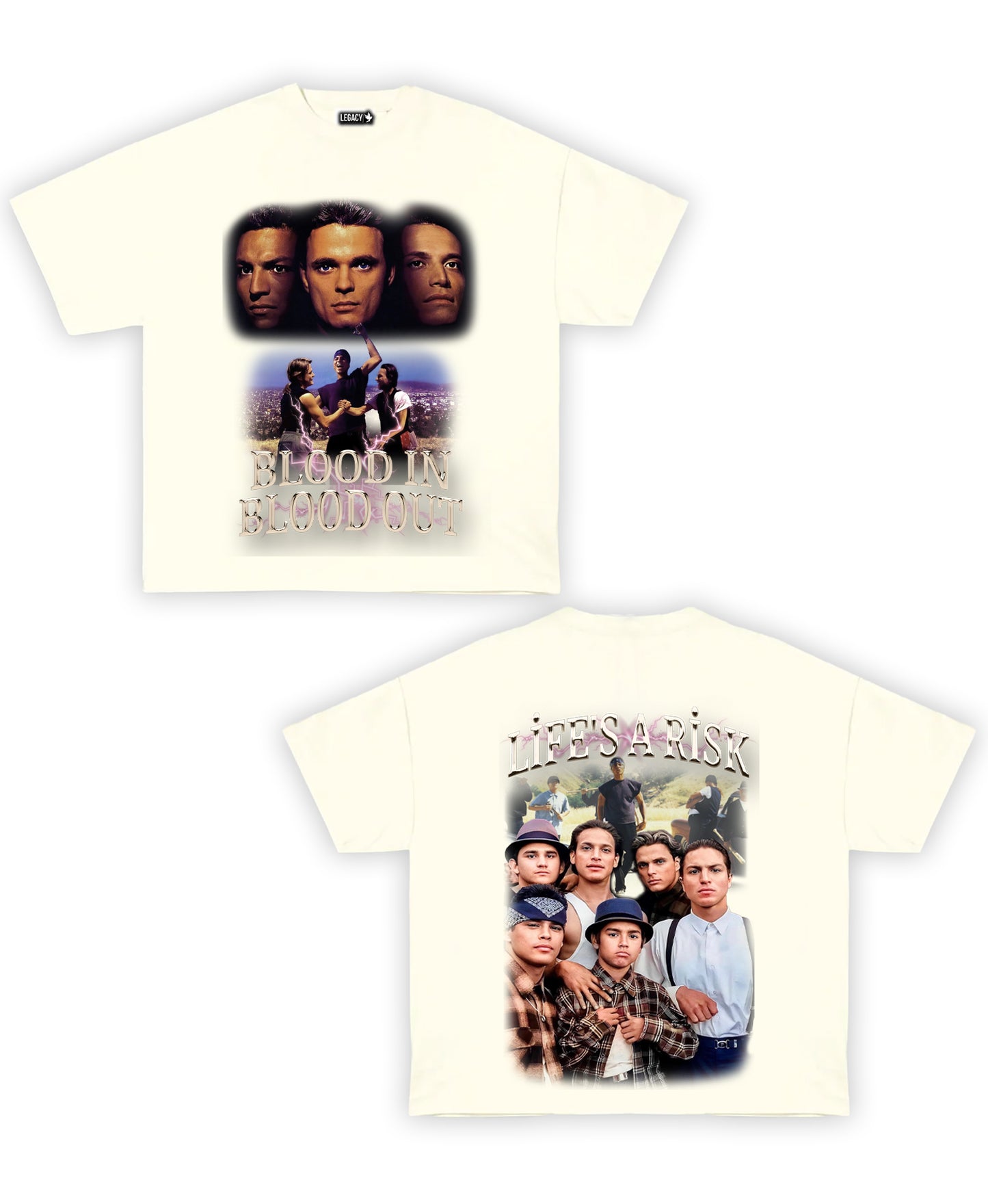 Blood In Blood Out Tribute Vintage Shirt: Front/Back (Vintage Black & Cream)
