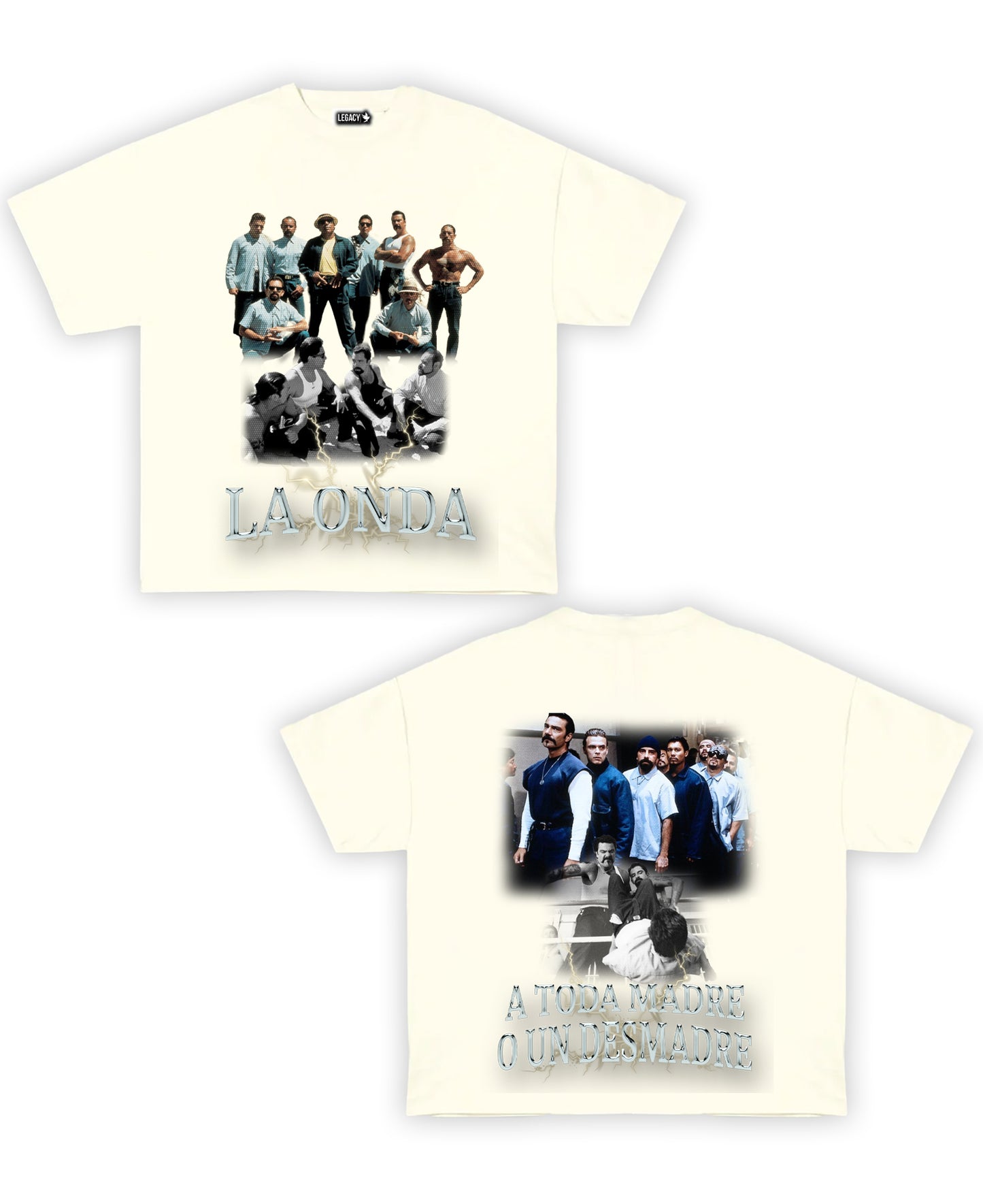 La Onda Tribute Vintage Shirt: Front/Back (Vintage Black & Cream)