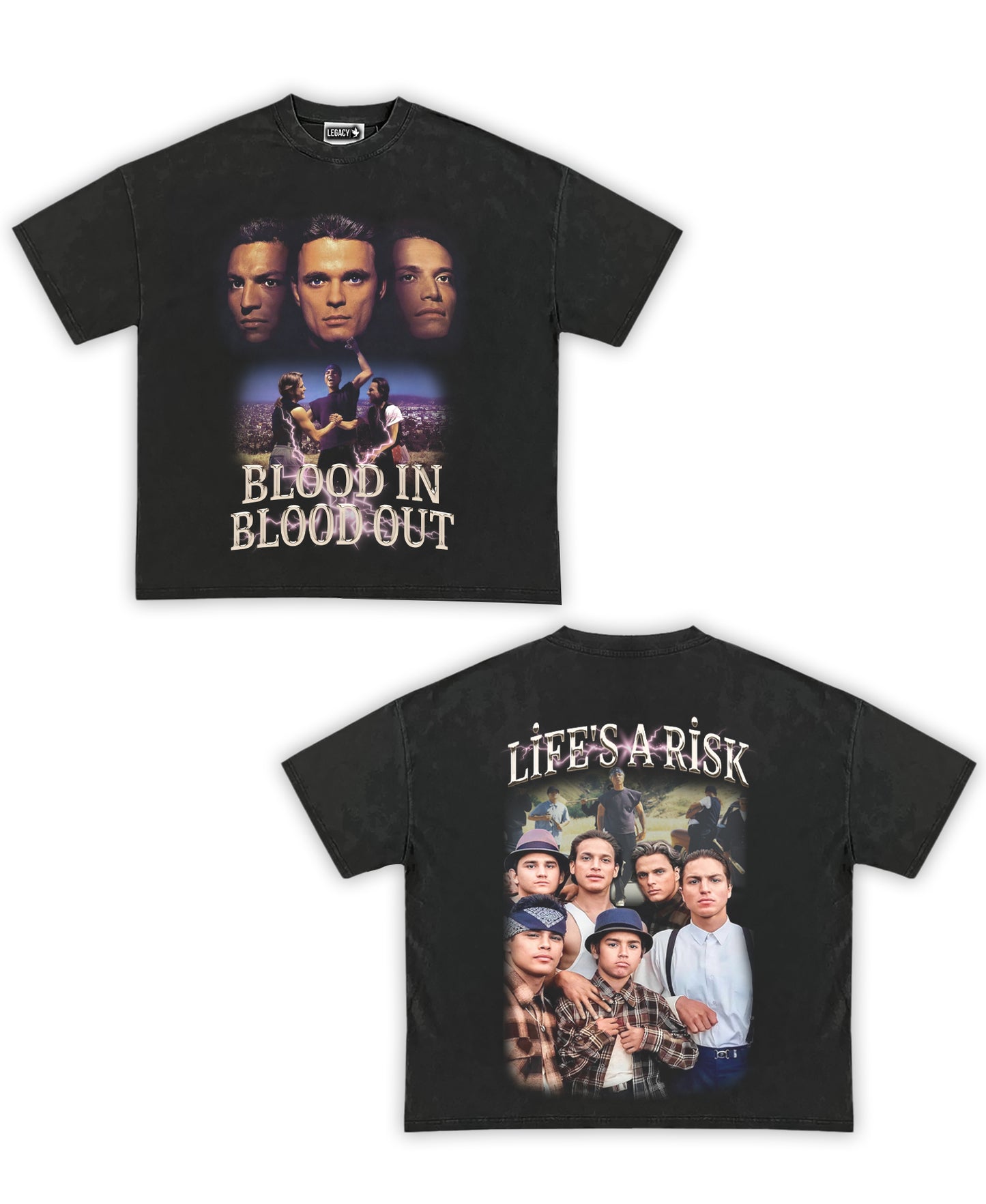 Blood In Blood Out Tribute Vintage Shirt: Front/Back (Vintage Black & Cream)