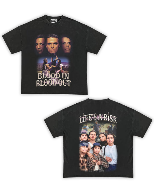 Blood In Blood Out Tribute Vintage Shirt: Front/Back (Vintage Black & Cream)