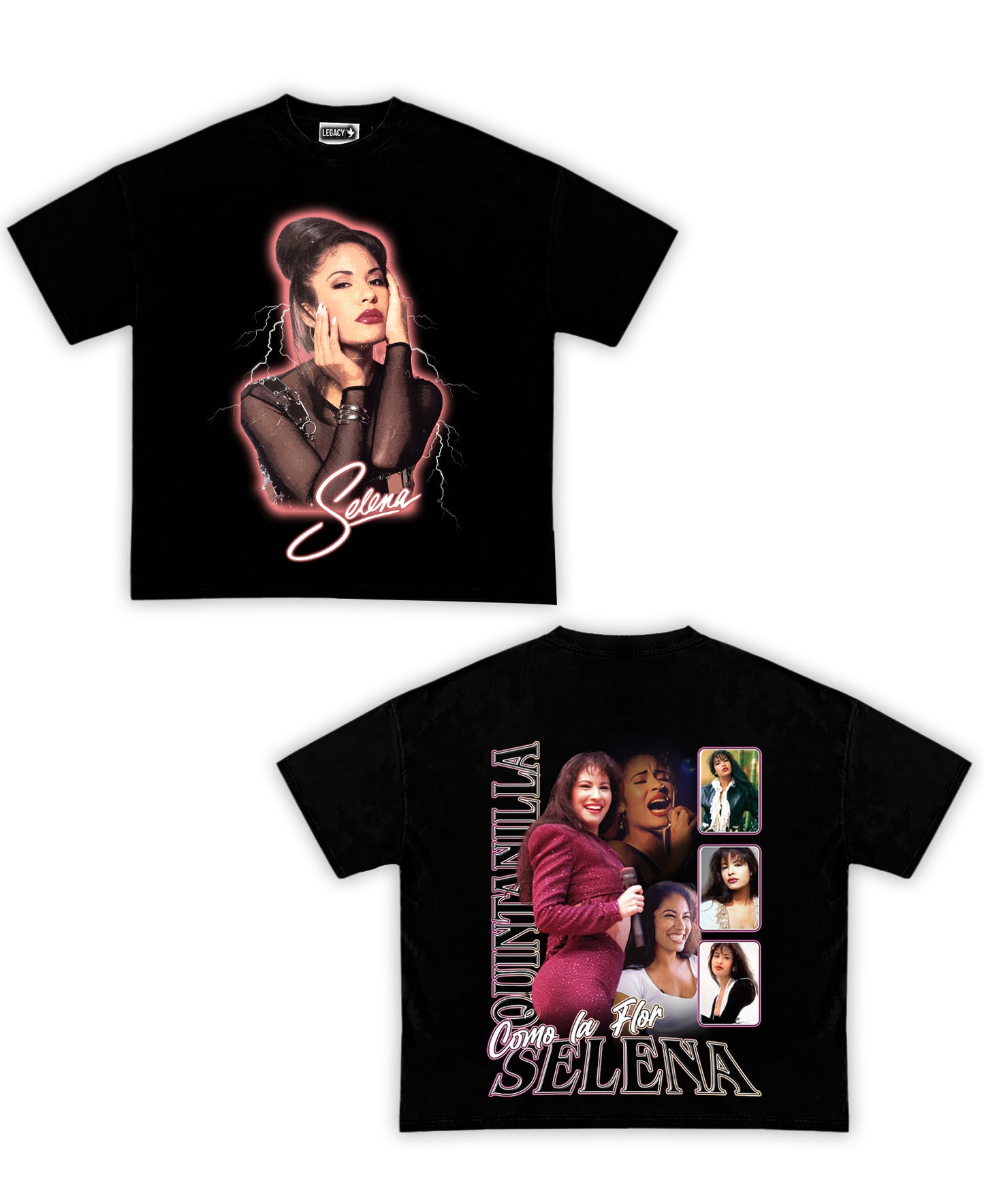 Selena Tribute Vintage Shirt: Front/Back (Vintage Black, Cream, Black)